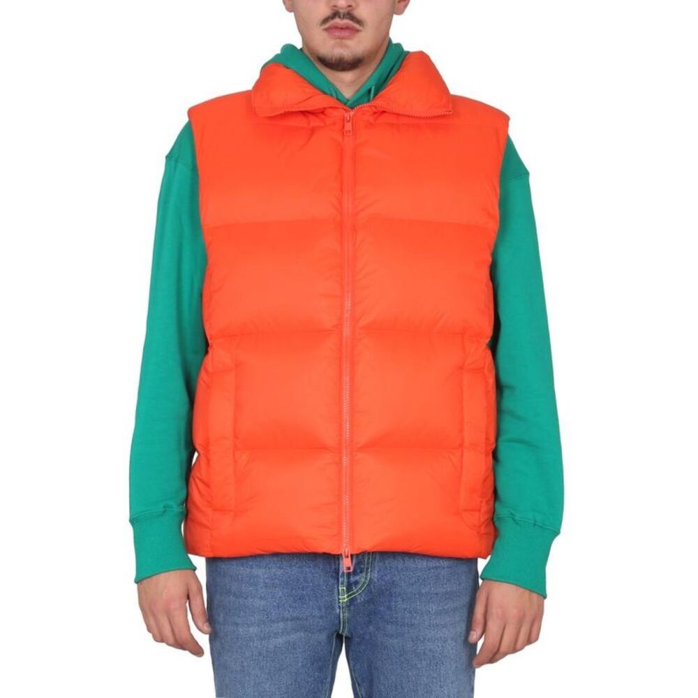 MSGM Men's Puffer Vest Insulated Quilted Outerwear Men ORANGE Vests
